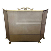 Vintage English fire screen in brass and gilded metal.