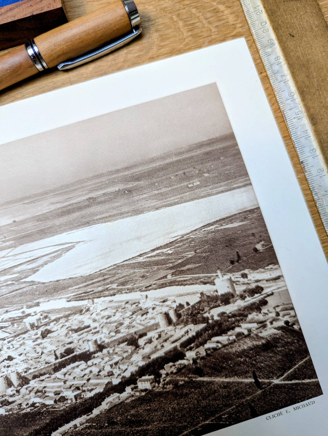 Aigues-Mortes, vintage, photo plate printed in 1935.