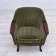 Fauteuil norvégien des années 1970, tissu de meuble vert, bois de teck,