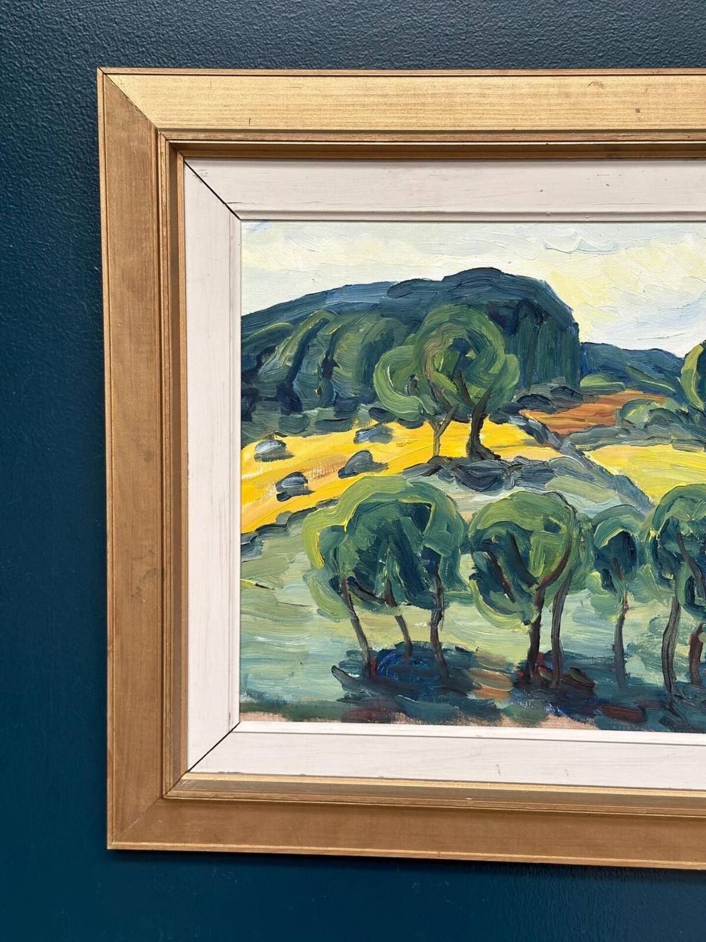 Original Mid Century Swedish Oil On Panel – Trees By Kerstin Flyckt