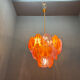 1980s Retro Murano Glass Shell Chandelier in Amber and Lavender, Italy