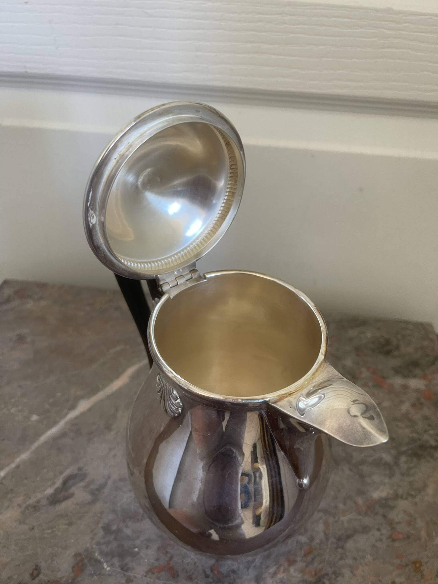 Ancien théière cafetière métal argenté boulenger coquillage coque