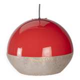 Red plastic ball space age pendant lamp