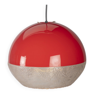 Red plastic ball space age pendant lamp