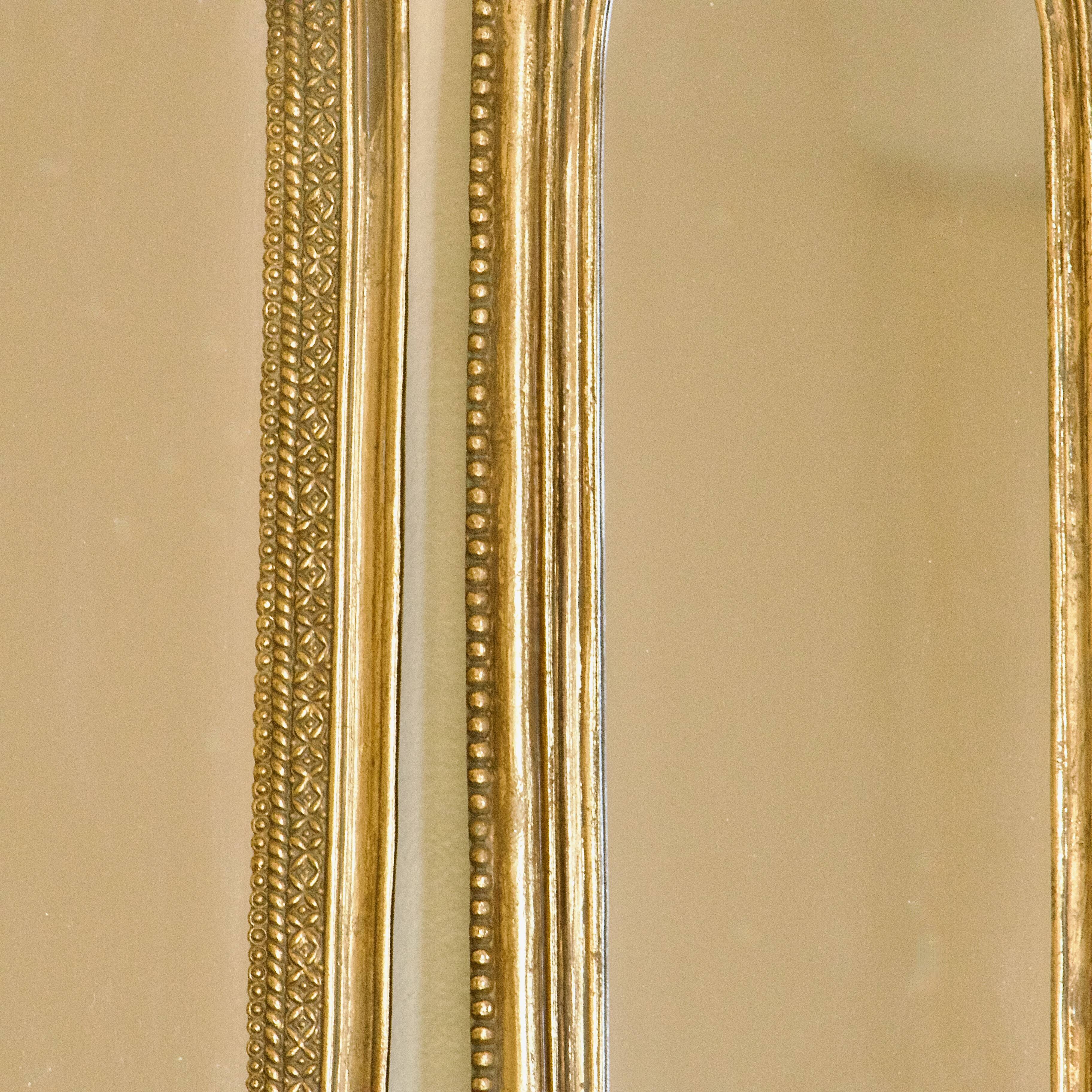 19th century Baroque Rococo gilded mirror triptych