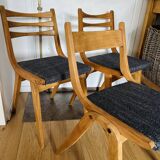 (Lot) 3 Compass Leg Chairs 1960s Scandinavian