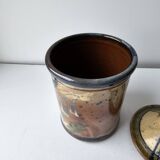Covered stoneware ceramic pot - Signed Monogram BV (signature to be identified)