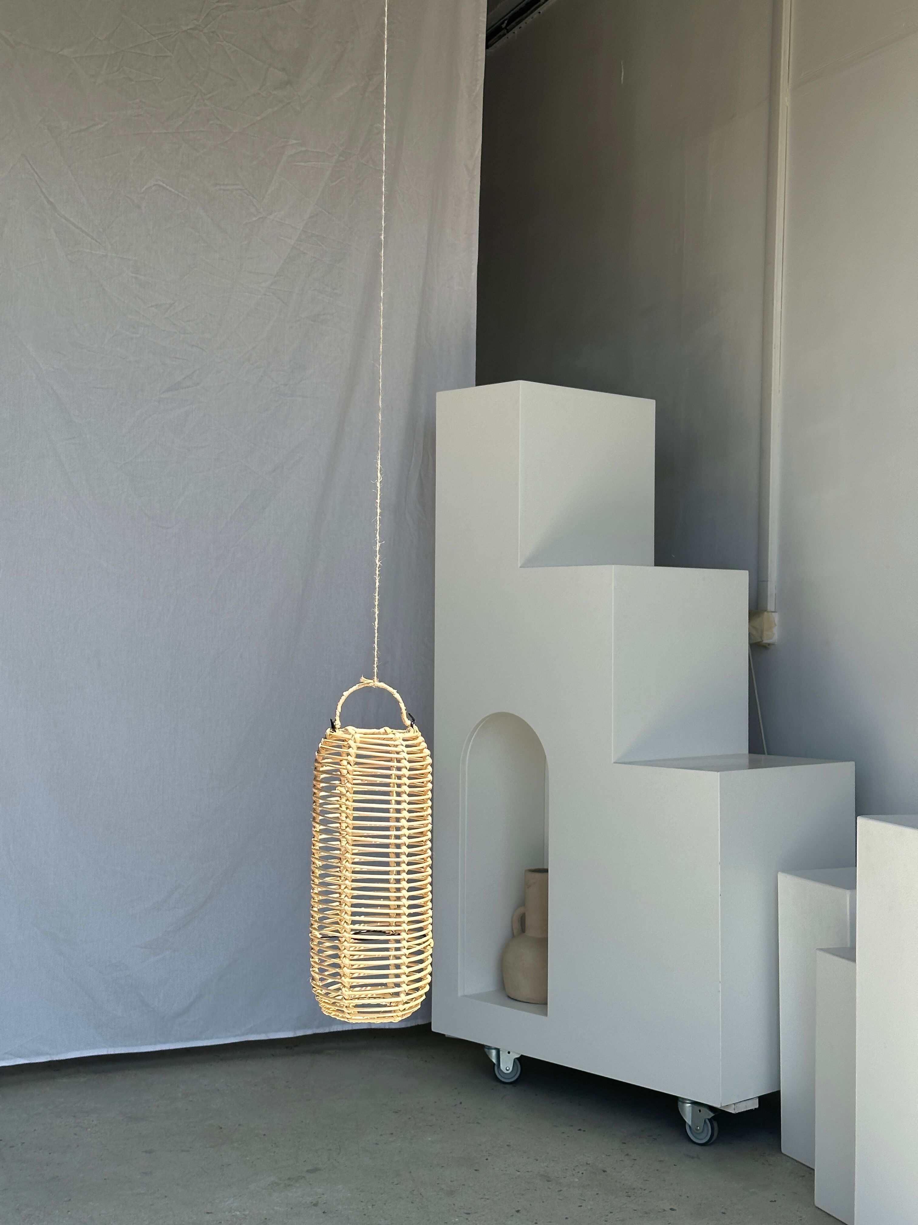 Small lantern-shaped rattan suspension H35 D15