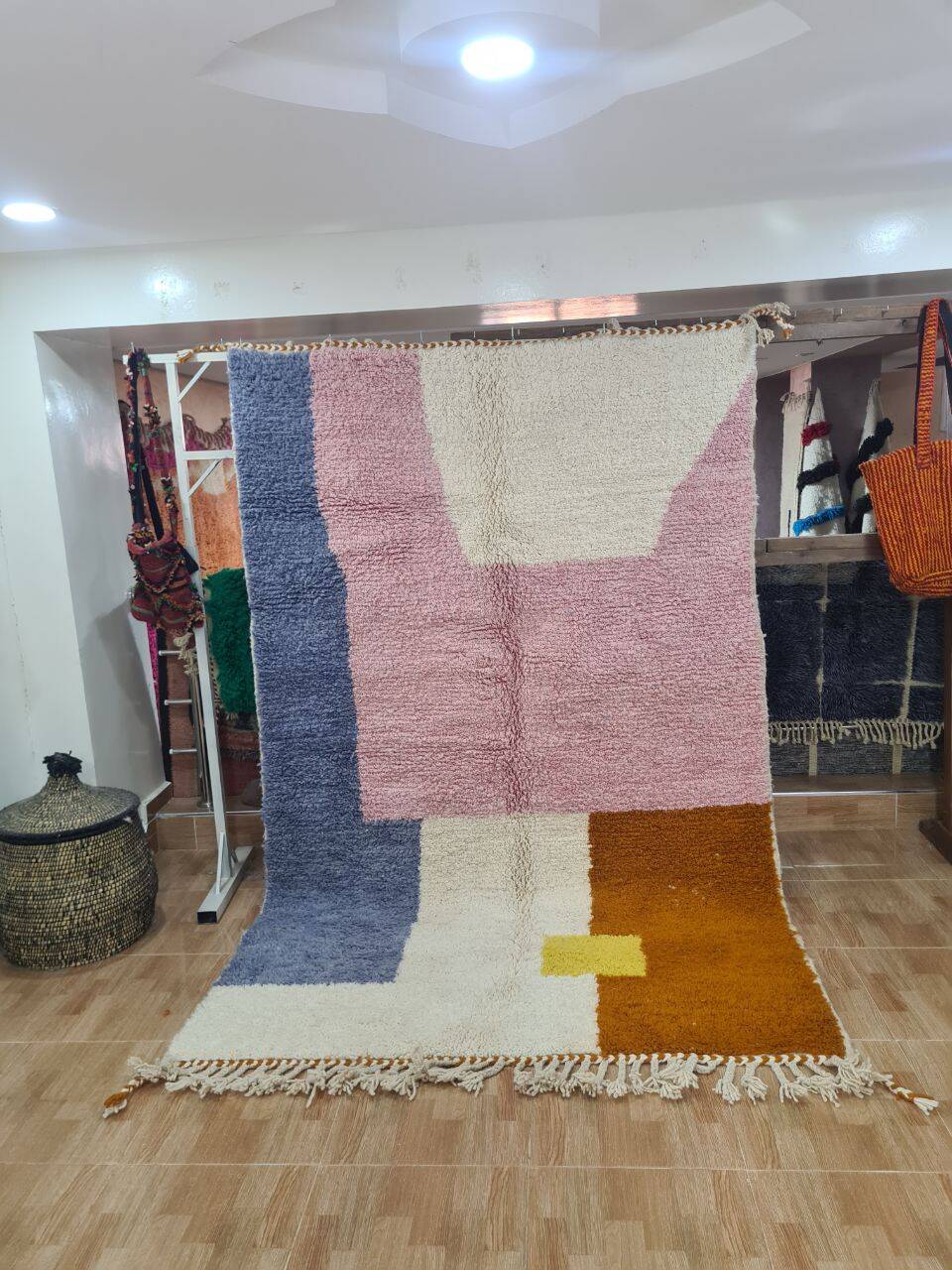 Handmade wool Berber rug 250x150 cm