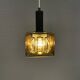 Older square hanging lamp with olive colored outer glass with inner shade of crystal glass