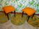 2 stools in orange suede and beech