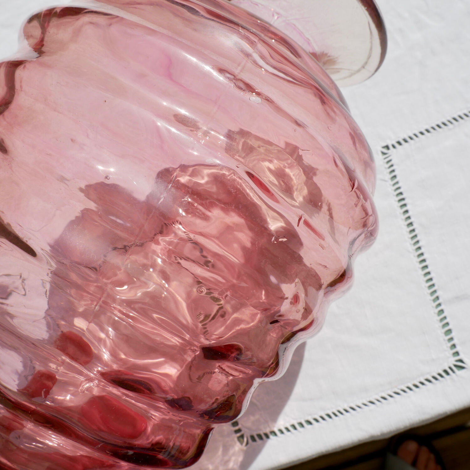 Pink molded glass vase