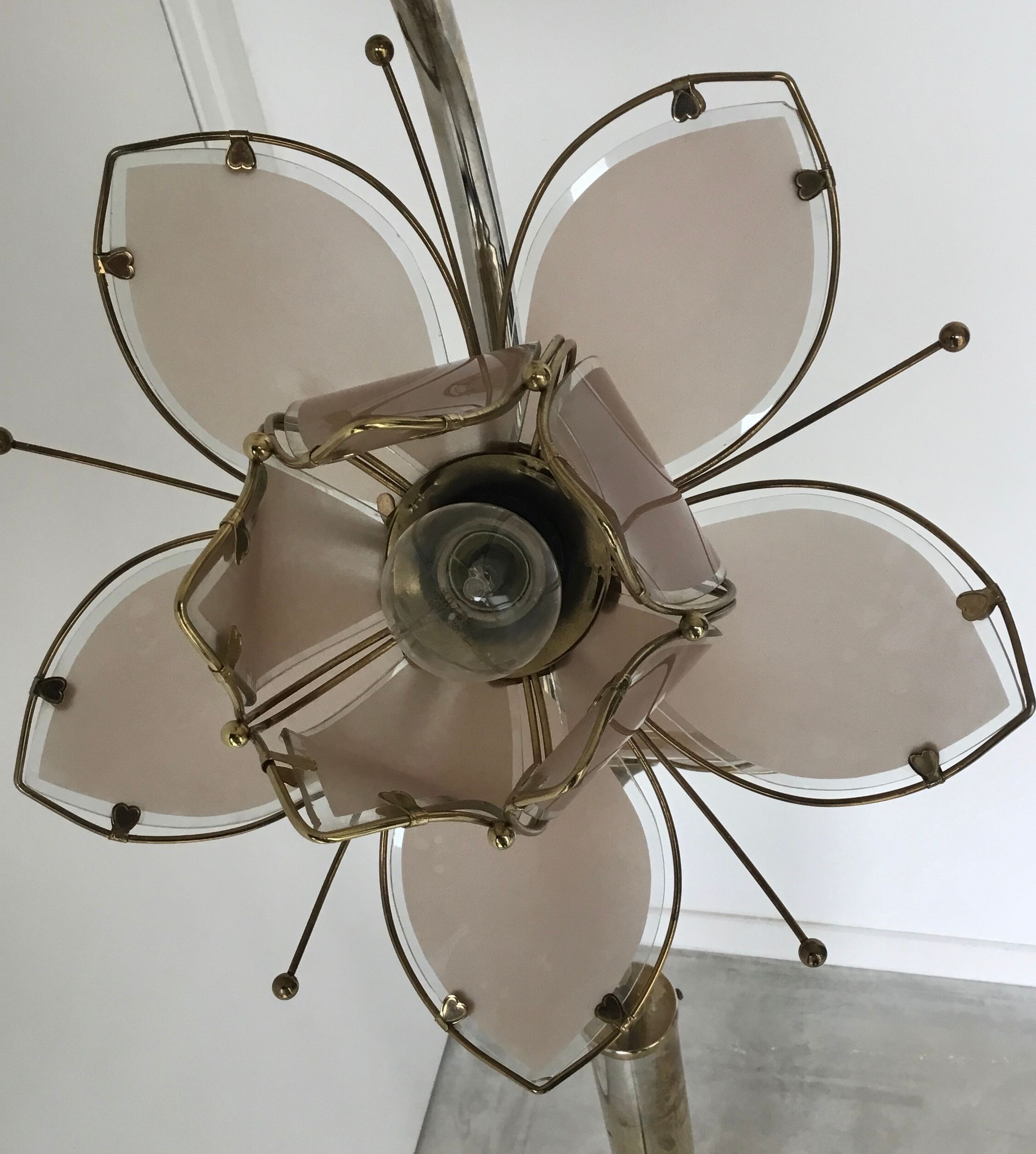 Hollywood Regency Lotus Flower Floor Lamp, Italian Design 1970s