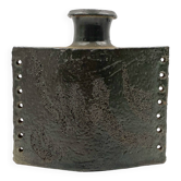 Dark green brutalist ceramic vase, Italy 1980s
