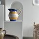 Large blue and yellow hand painted carafe H:20cm