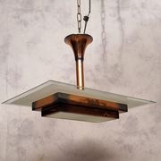 Art Deco pendant lamp by Henri Petitot - Patinated brass - Ca 1930