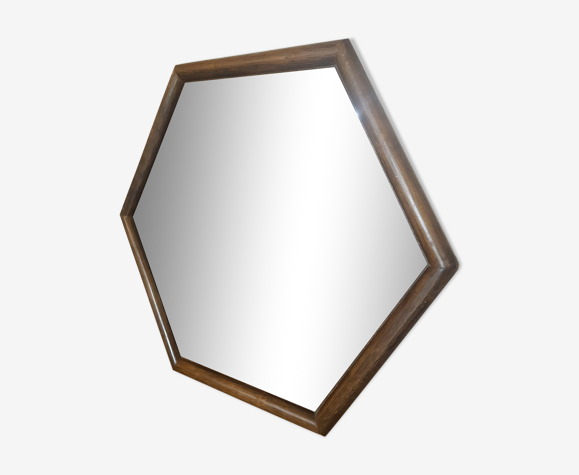 Miroir hexagonal bizeauté vintage 1970 78x68 cm