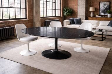 Eero Saarinen & Knoll International: "Tulip" table, Marquina marble and Ril.