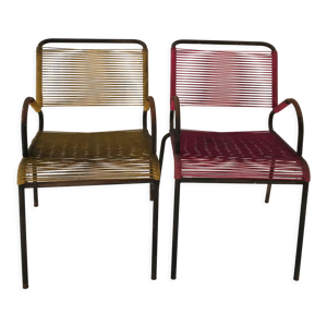 Paire de fauteuils scoubidou pour extérieur