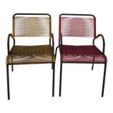 Pair of outdoor scoubidou armchairs