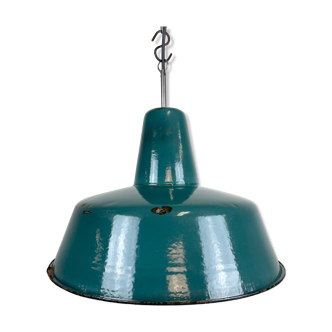 Industrial Green Enamel Factory Pendant Lamp, 1960s