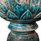 Diabolo shaped cut in blue glazed ceramic