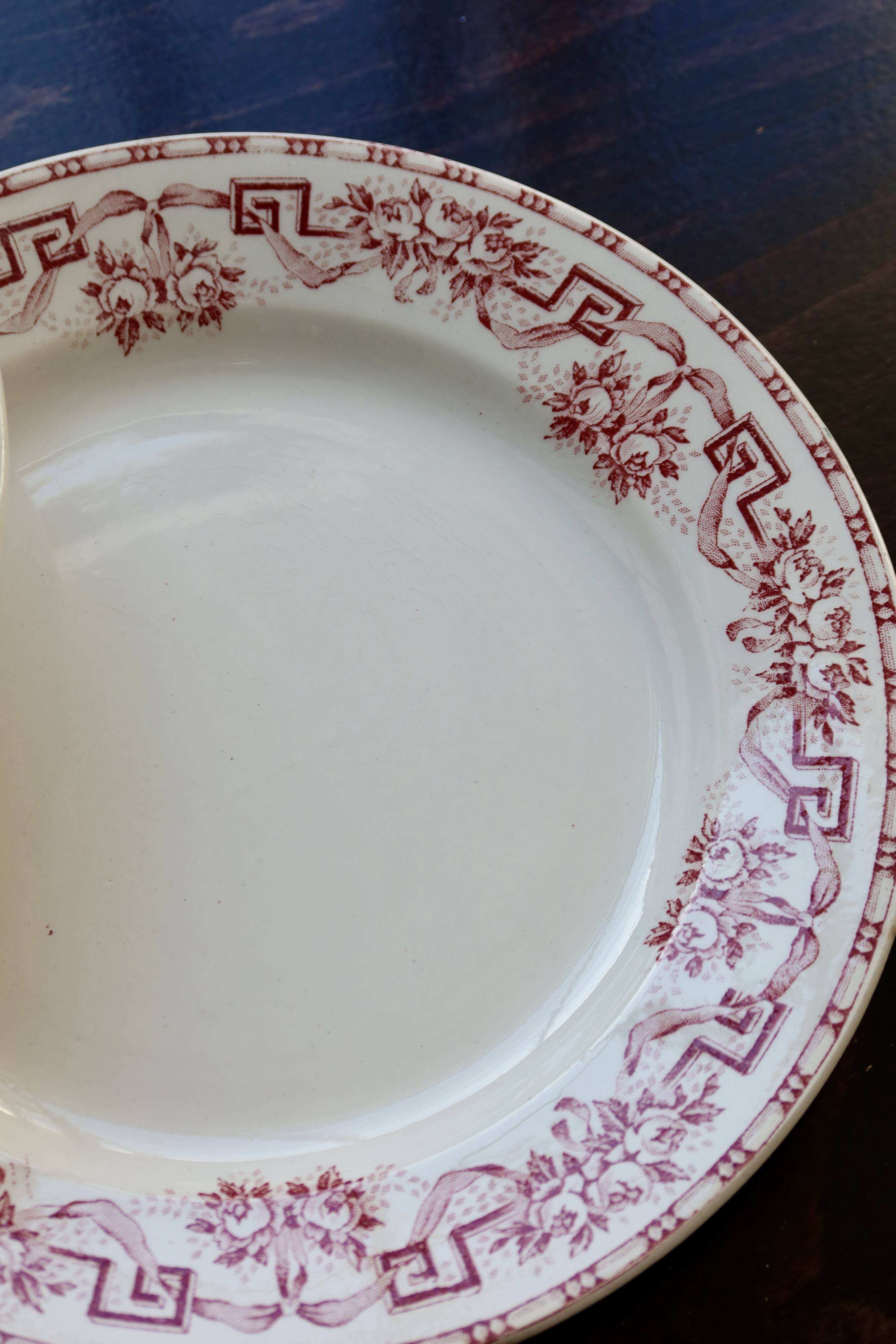 4 vintage ironstone dinner plates - Moulin des Loups - Athens model