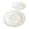 2 round dishes in golden and water green Paris porcelain