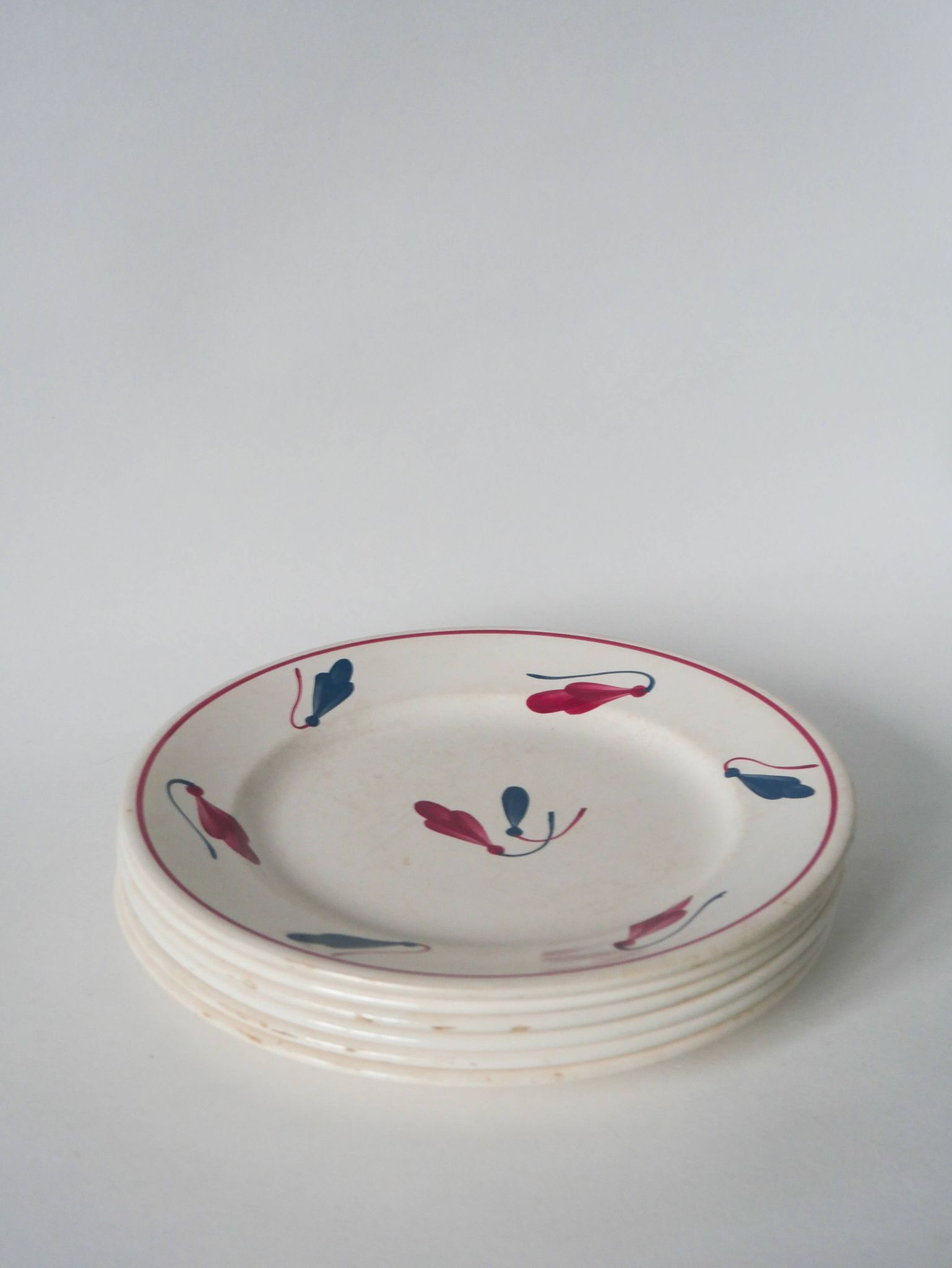 Set of 6 flat plates Givors model Perce-Neige 1950
