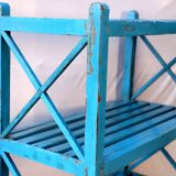 Étagère en teck birman avec patine bleu d’origine
