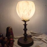 Art deco lamp with bobbin base