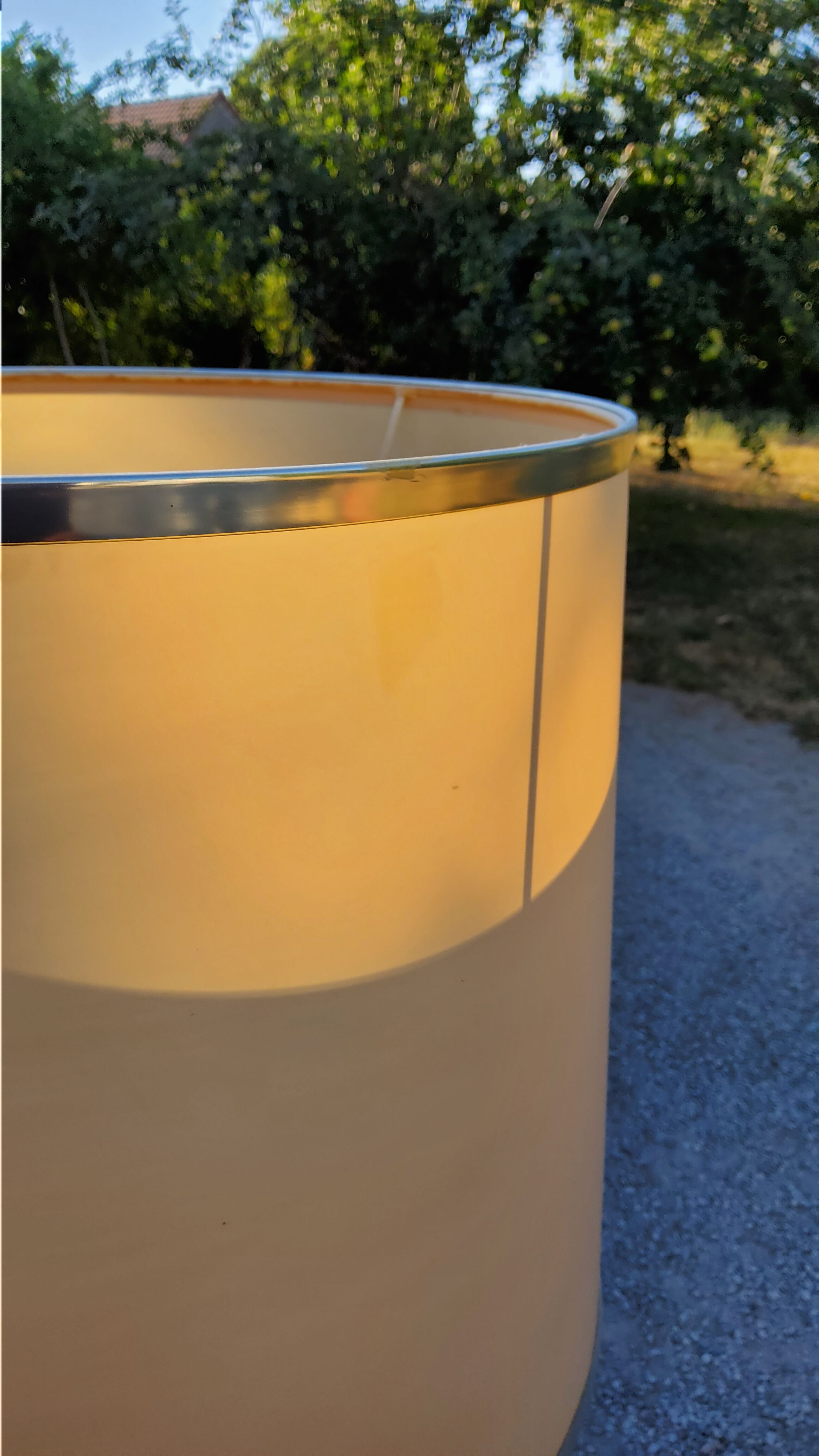 Lamp of the 70s in chrome metal original lampshade