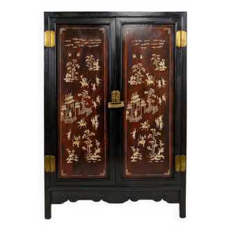 Asian ironwood cabinet inlaid with bone, Indochina, circa 1880