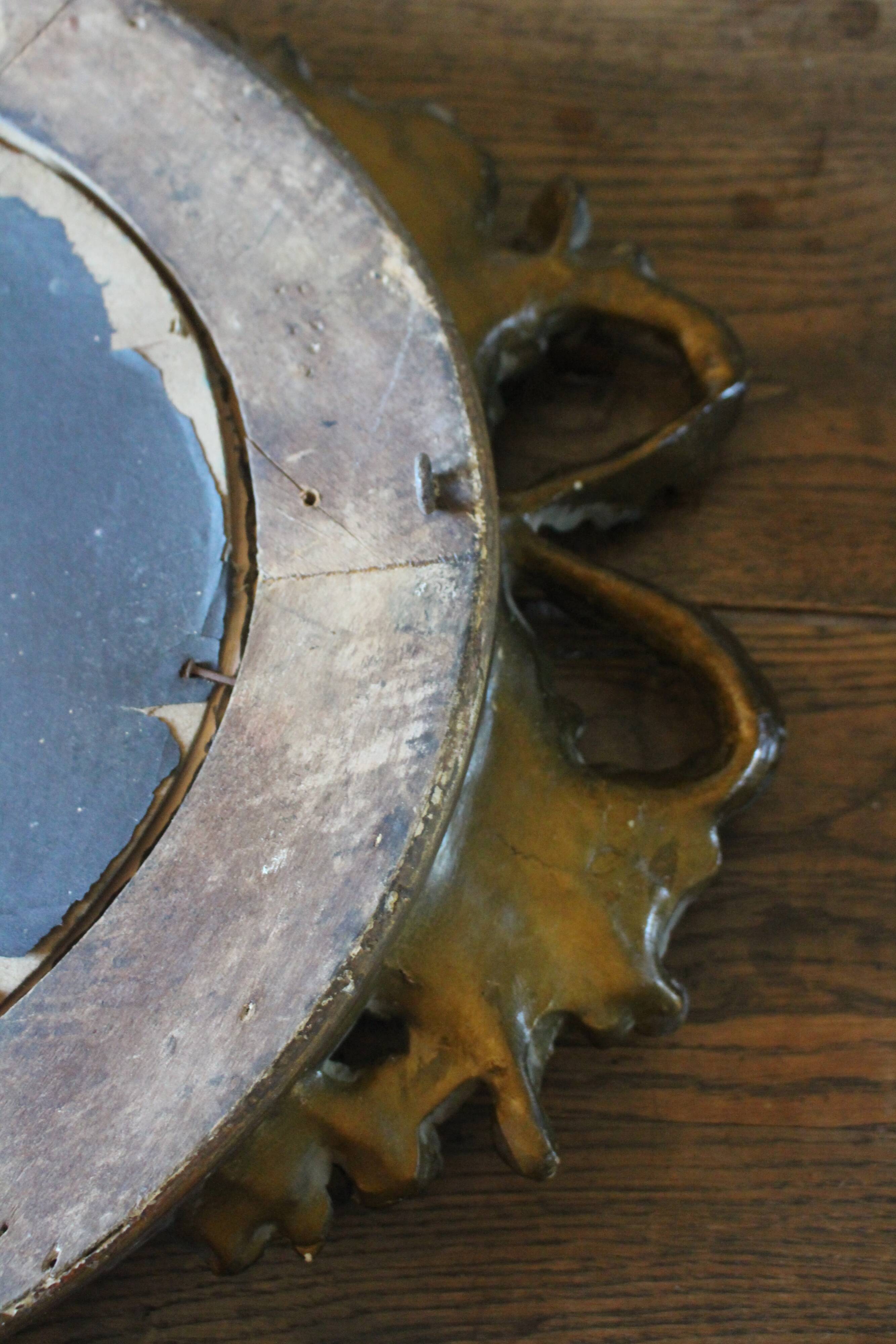 Golden Oval Mirror with Bow and Roses Decor