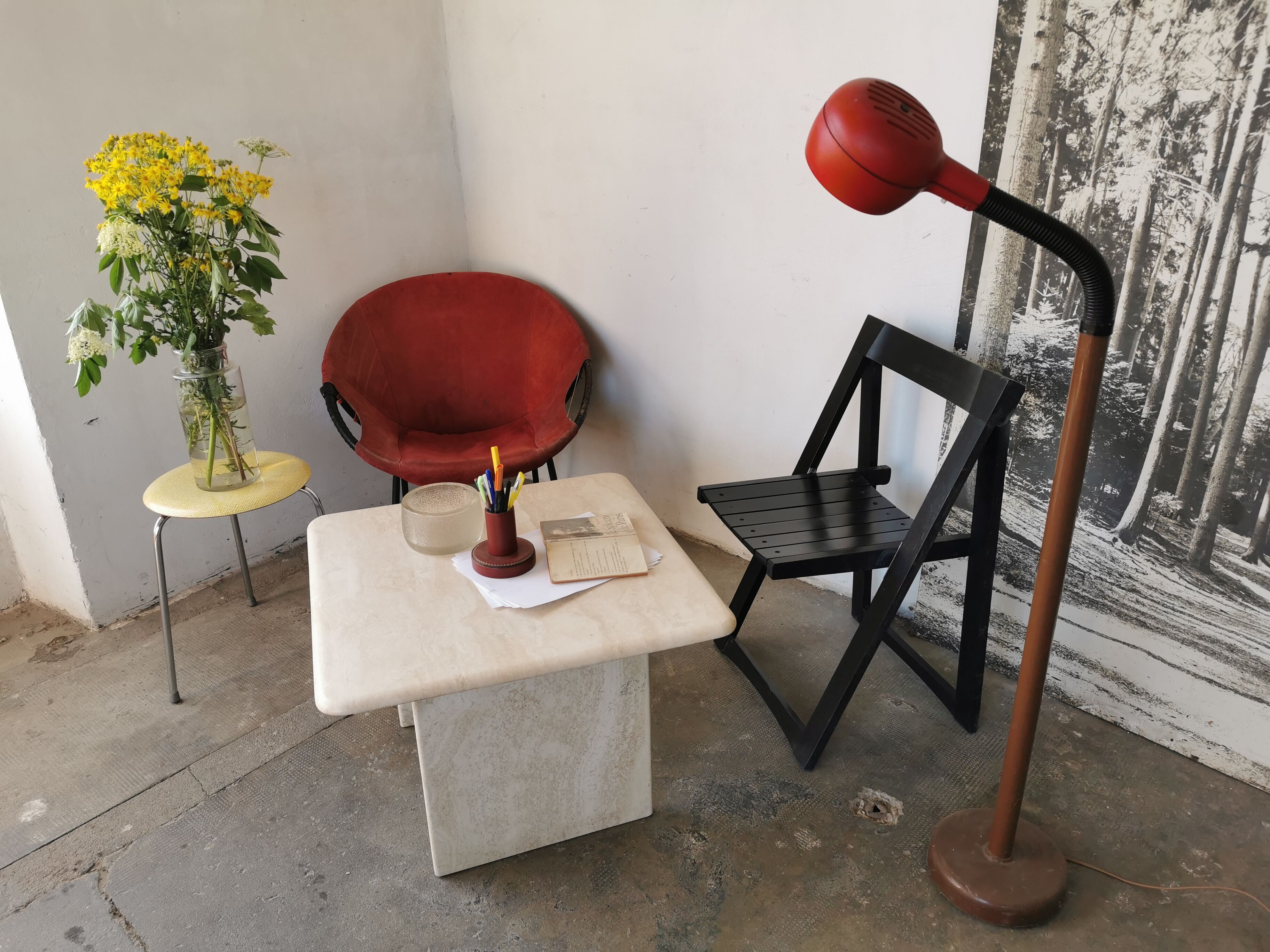 Square travertine coffee table