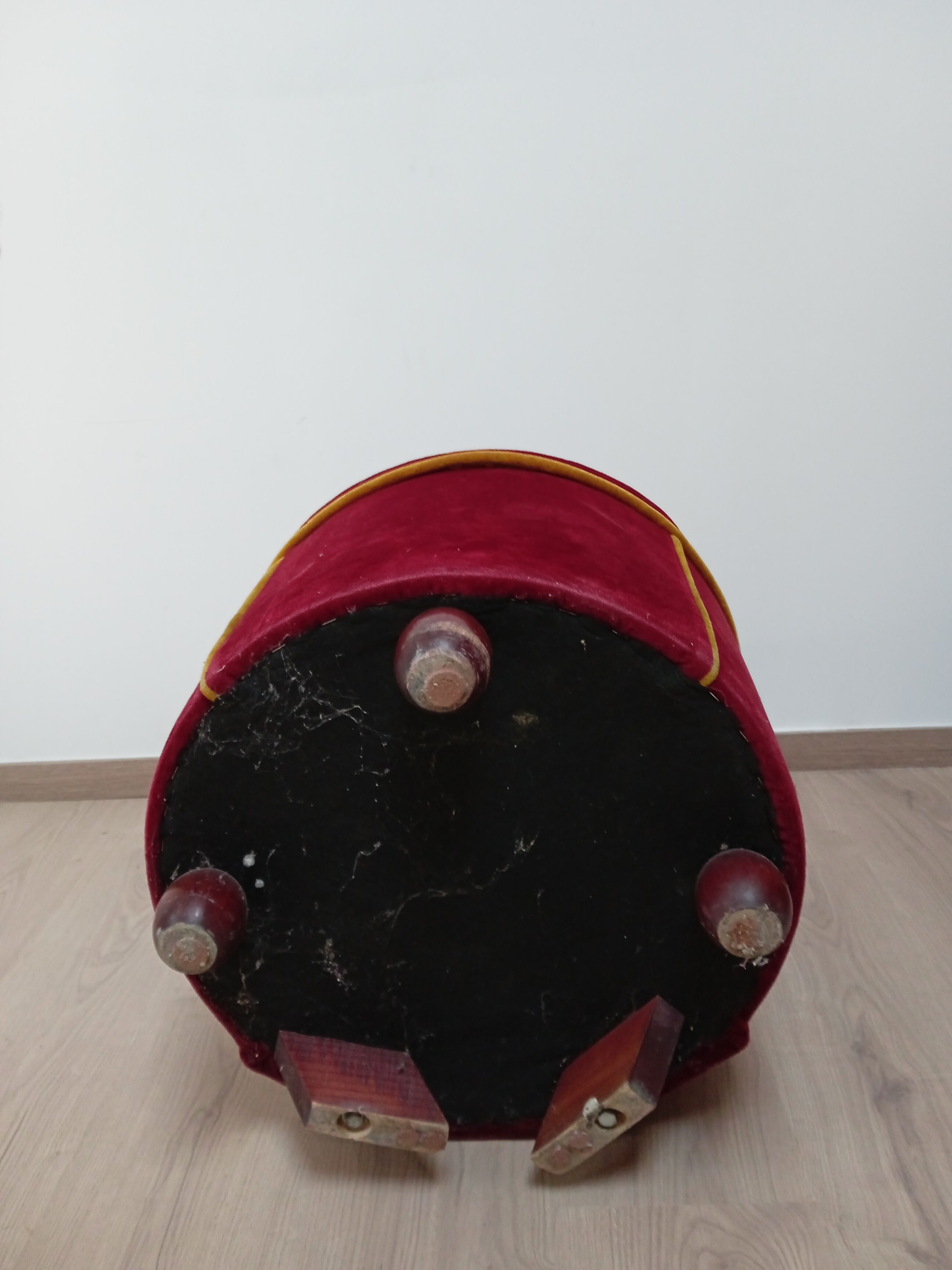 Pair of cabaret armchairs red velvet gold border