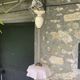 Chandelier, suspension in pink opaline and white interior, complete with pendulum, counterweight,