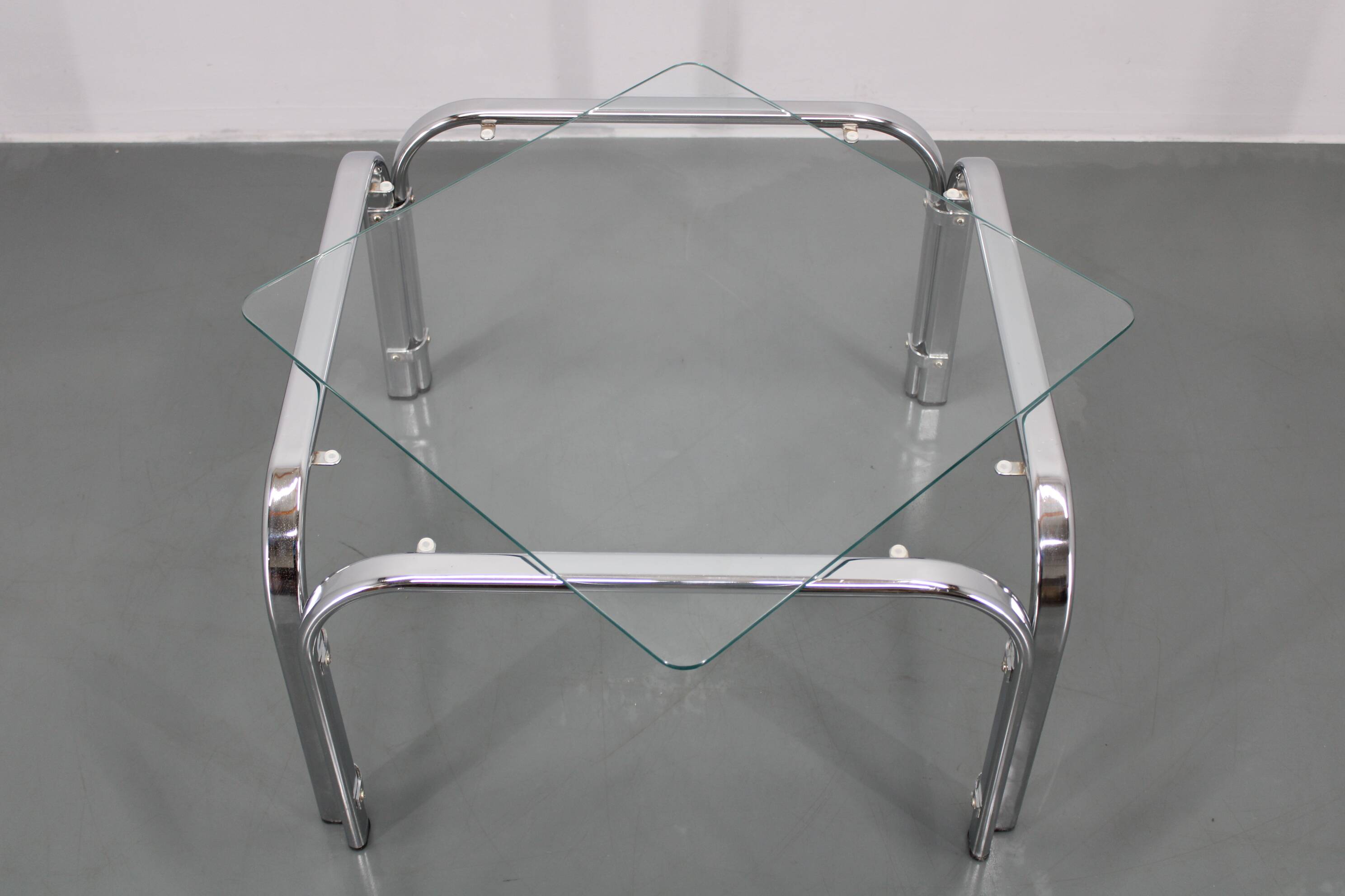 1970s Italian Glass Square Coffee Table