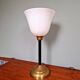 Large Art Deco table lamp, in brass and white opaline, 1920s-3