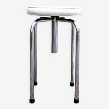 Tabouret à vis métal et simili cuir années 70