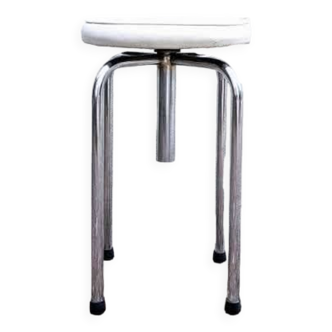 70s metal and imitation leather screw stool