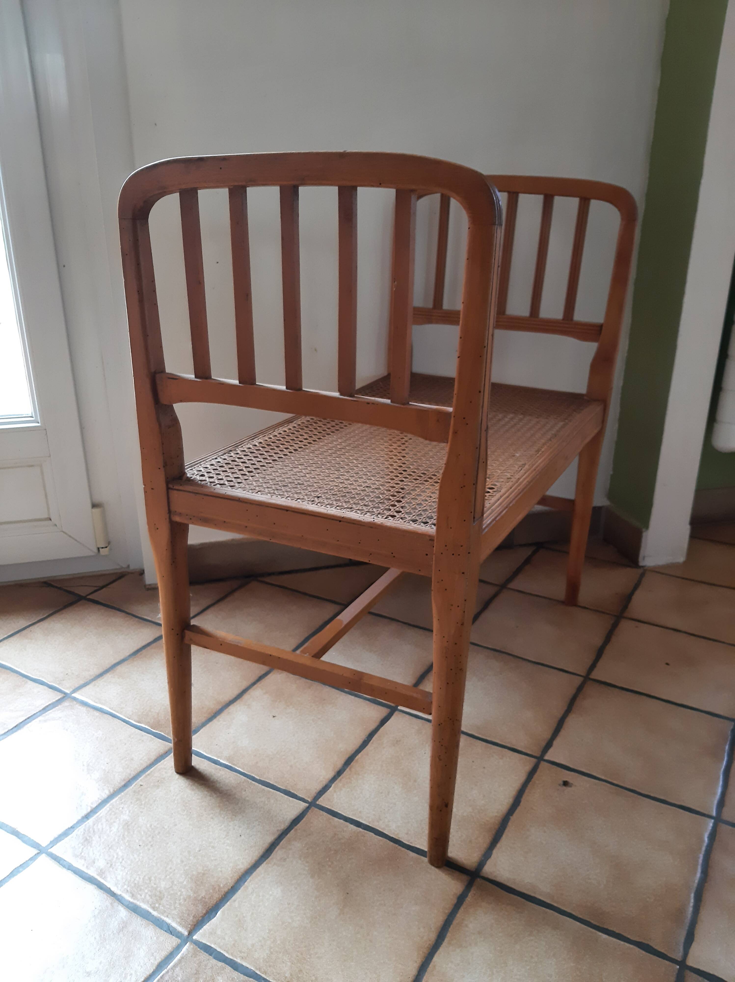 Piano bench end of empire style cane bed