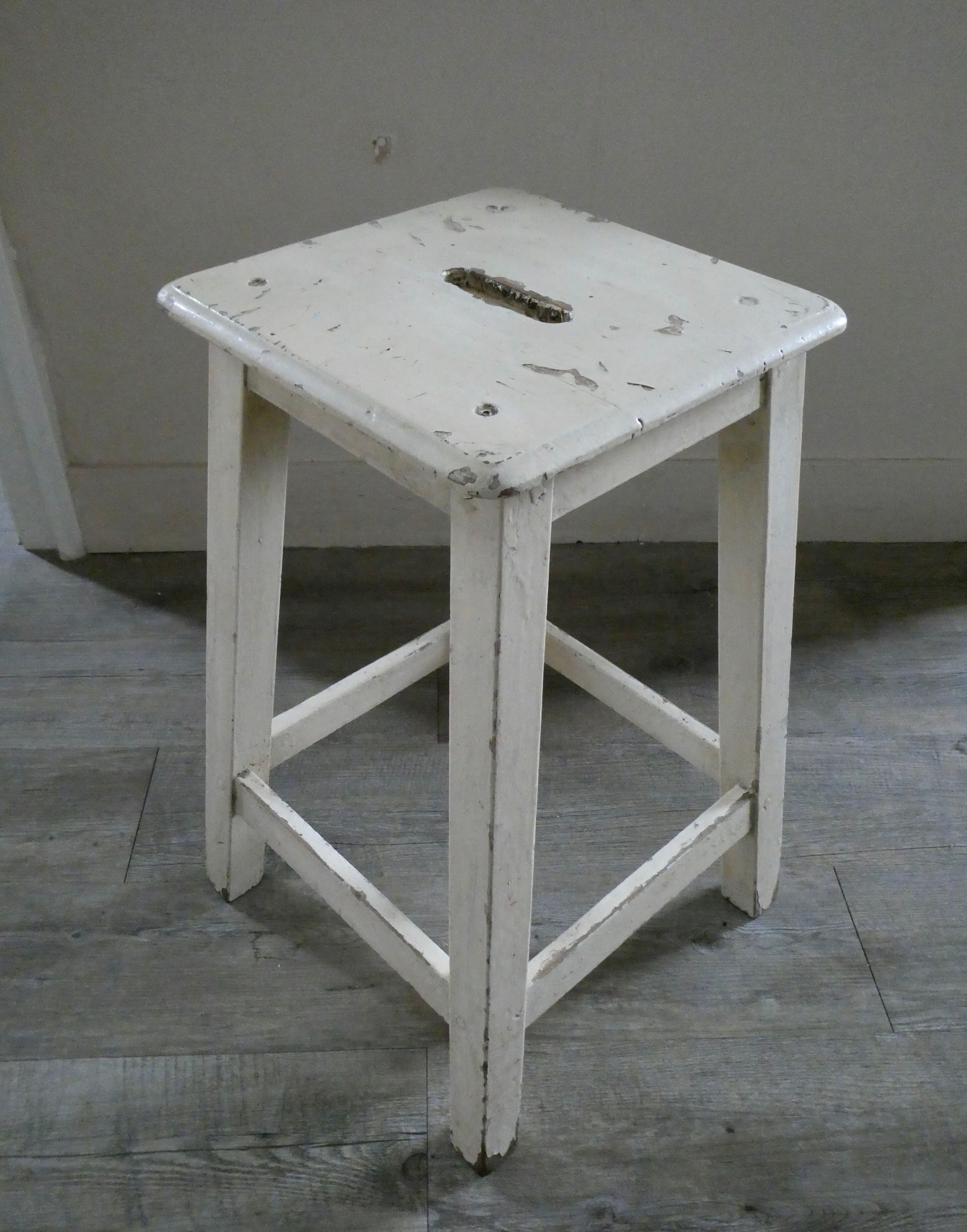 Original patina wooden handle stool