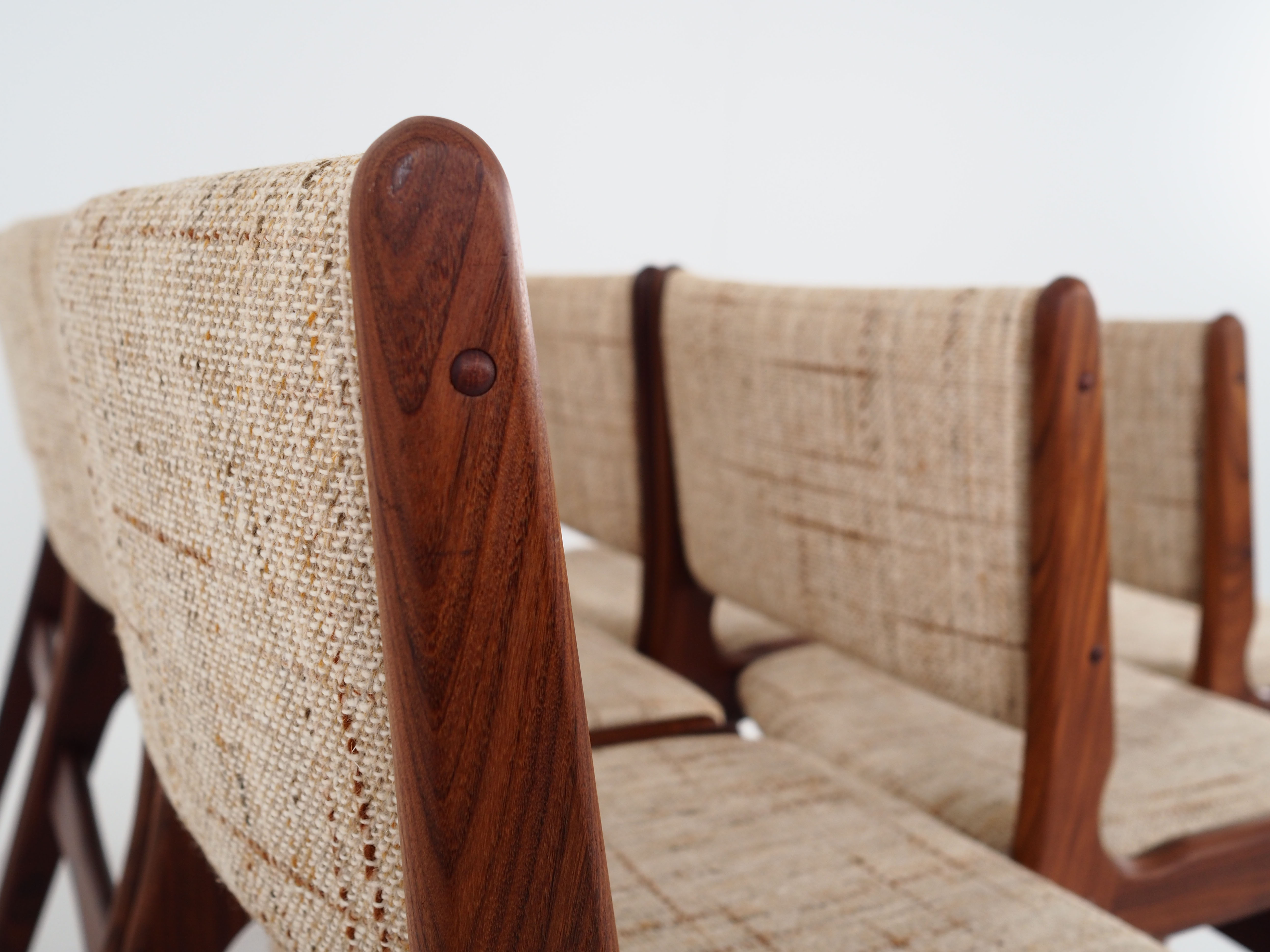 Six chairs by Henning Kjaernulf design, 70s design