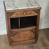 Art Deco bedside table in walnut and marble