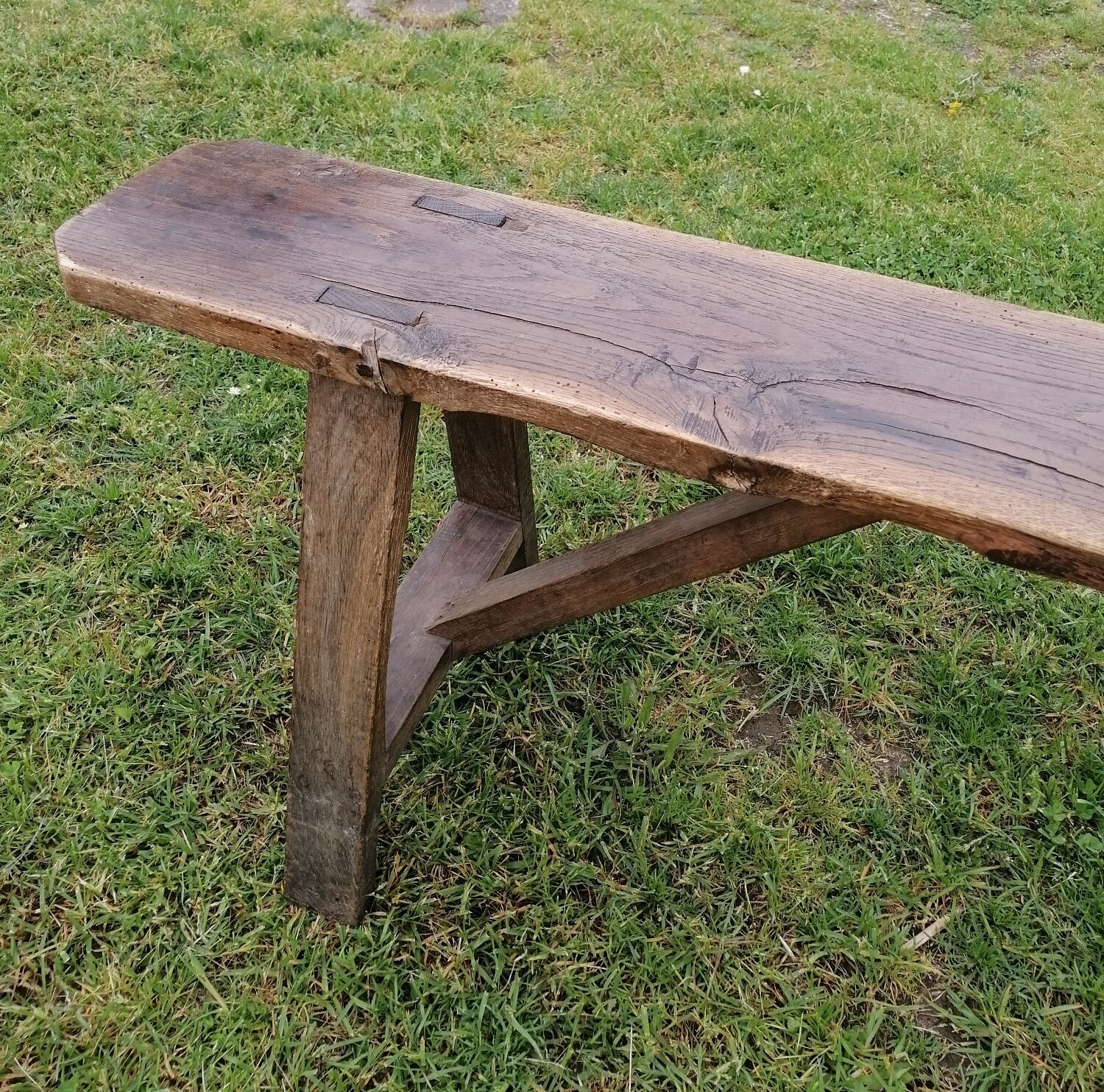Wooden farmhouse bench