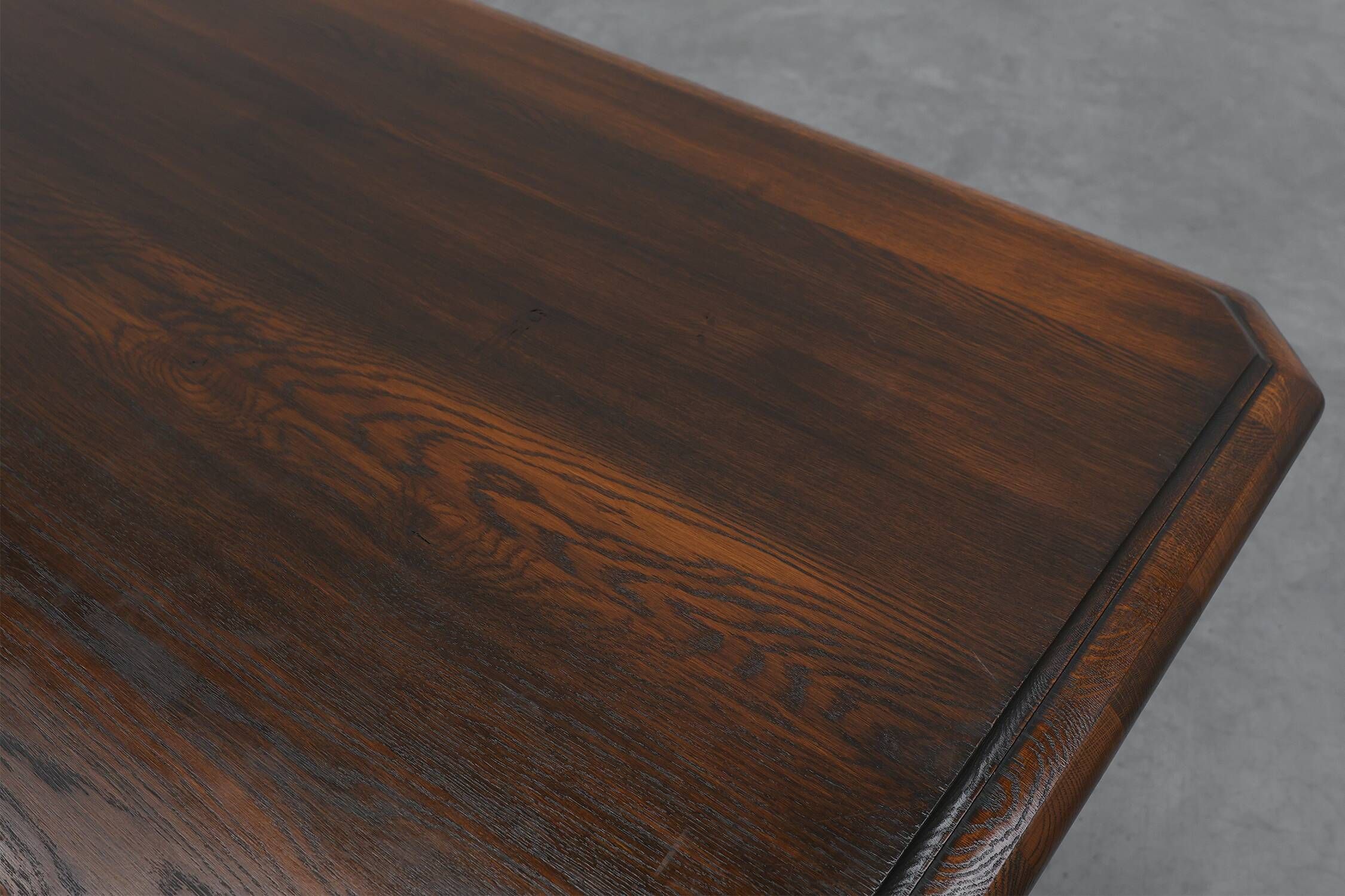 French Refectory Style Oak Dining Table with Turned Double Pedestal Base, 2