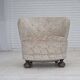 1970s, Danish curved armchair, original light green/gray furniture velour.