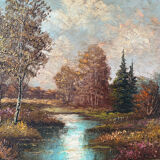 Bucolic landscape signed
