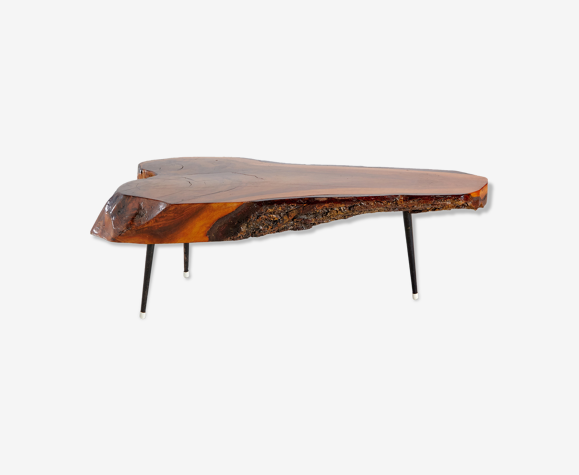 Hand-crafted lacquered log coffee table